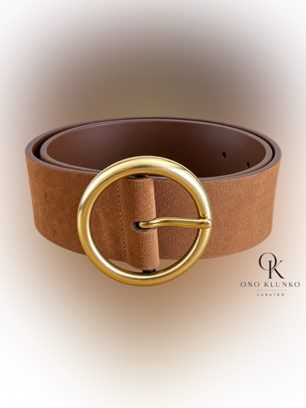 Banana Republic Genuine Suede Wide Belt Cognac Gold Buckle size Large